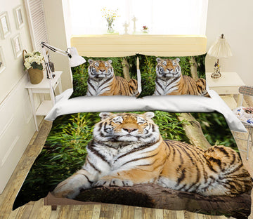 3D Tiger Forest 010 Bed Pillowcases Quilt