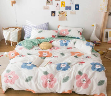 3D Little Blue Flower Red Flower 5023 Bed Pillowcases Quilt