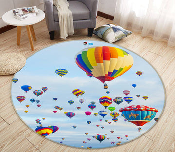 3D Colorful Hot Air Balloon 69201 Round Non Slip Rug Mat