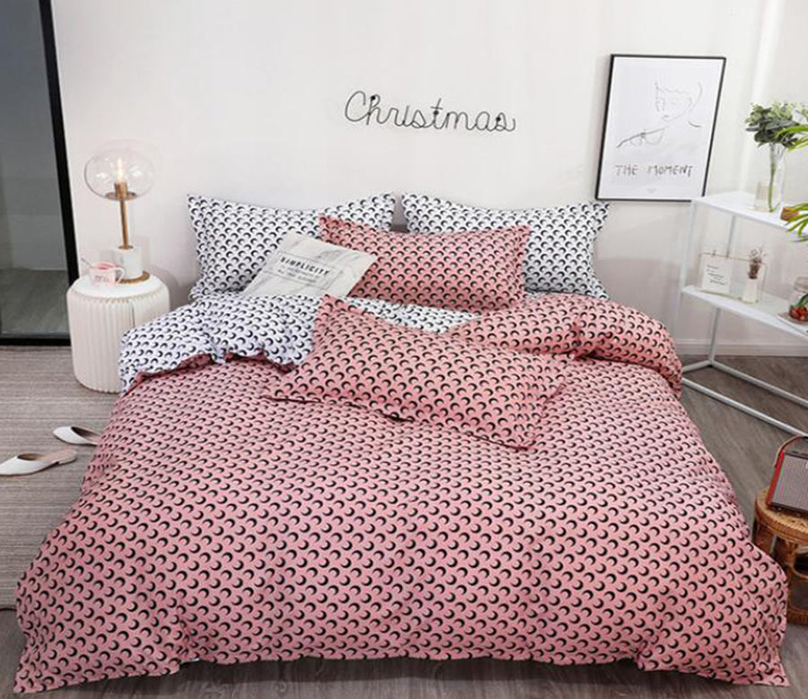 3D Pink Moon Curve Pattern 2189 Bed Pillowcases Quilt