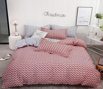 3D Pink Moon Curve Pattern 2189 Bed Pillowcases Quilt