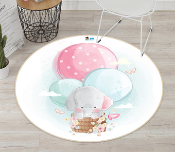 3D Balloon Elephant 74251 Round Non Slip Rug Mat