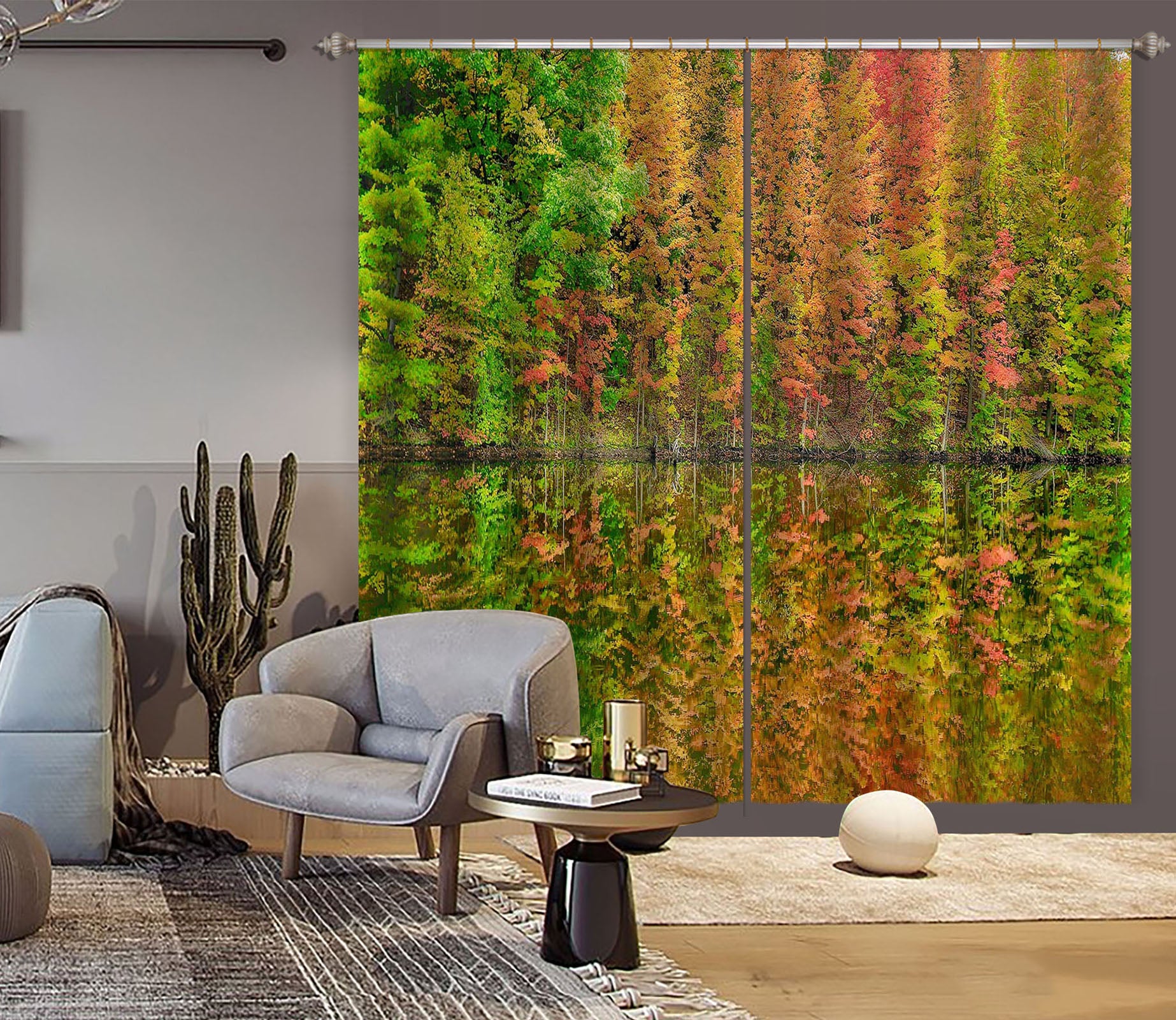 3D Fall Reflections 61217 Kathy Barefield Curtain Curtains Drapes