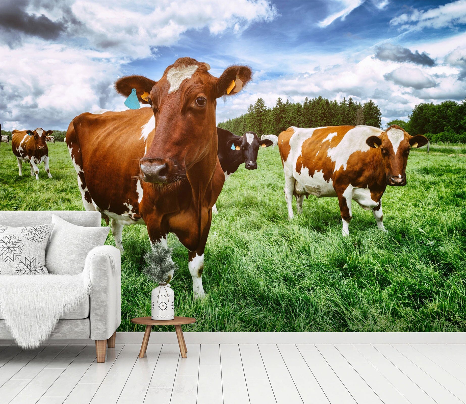 3D Pasture Cow 413 Wall Murals Wallpaper AJ Wallpaper 2 