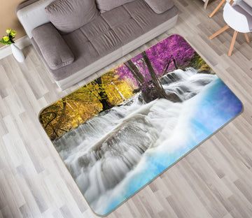 3D Yellow Purple Tree Waterfall 65088 Non Slip Rug Mat