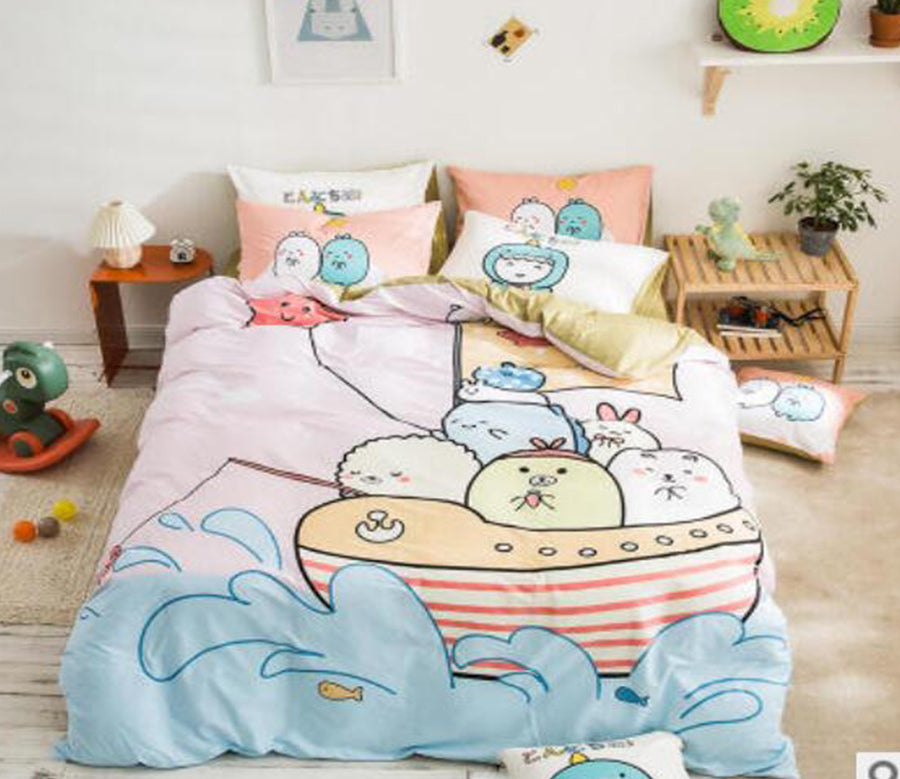 3D Cartoon Boat 50079 Bed Pillowcases Quilt