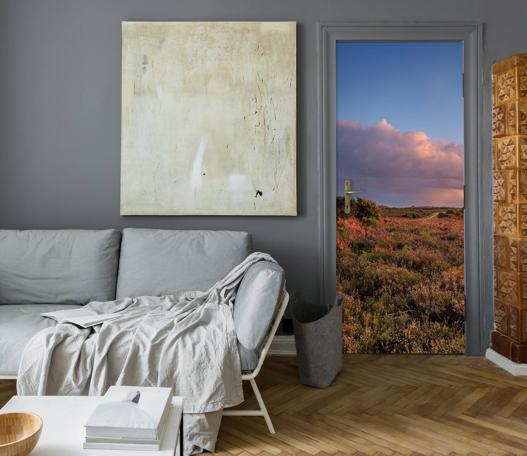 3D White Cloud 5121 Assaf Frank Door Mural