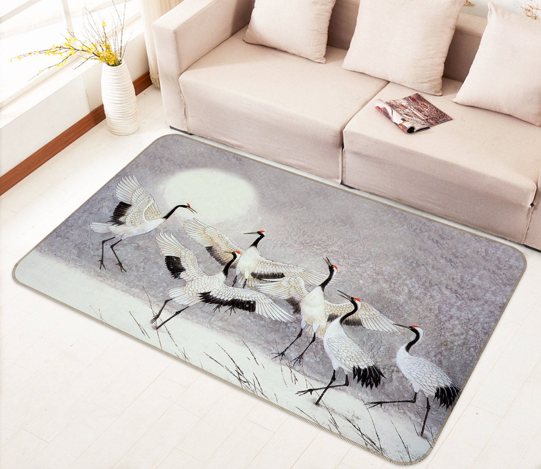 3D Red-Crowned Crane 75187 Non Slip Rug Mat