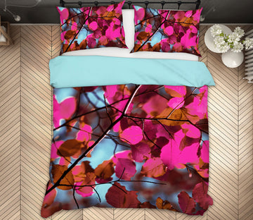 3D Red Leaves 13228 Bed Pillowcases Quilt