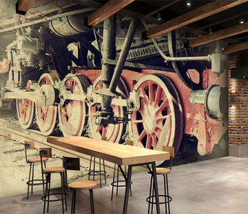 3D Vintage Train 163 Vehicle Wall Murals