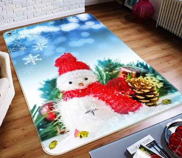 3D Snowman Doll 55135 Christmas Non Slip Rug Mat Xmas
