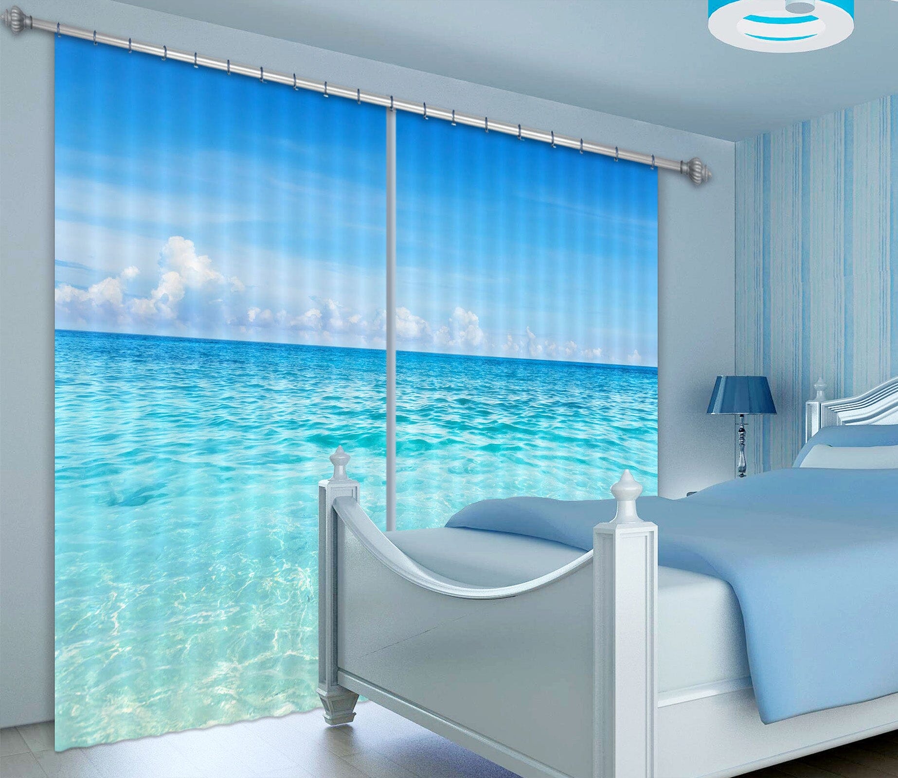 3D Blue Sea 104 Curtains Drapes Wallpaper AJ Wallpaper 
