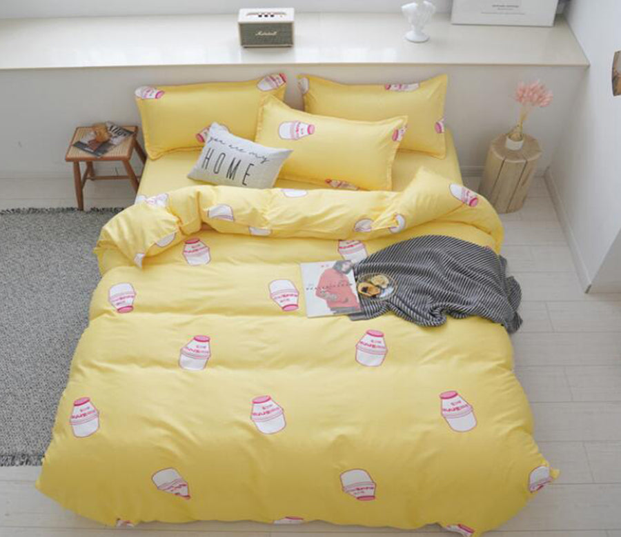 3D Yellow Bottom Yakult 12130 Bed Pillowcases Quilt