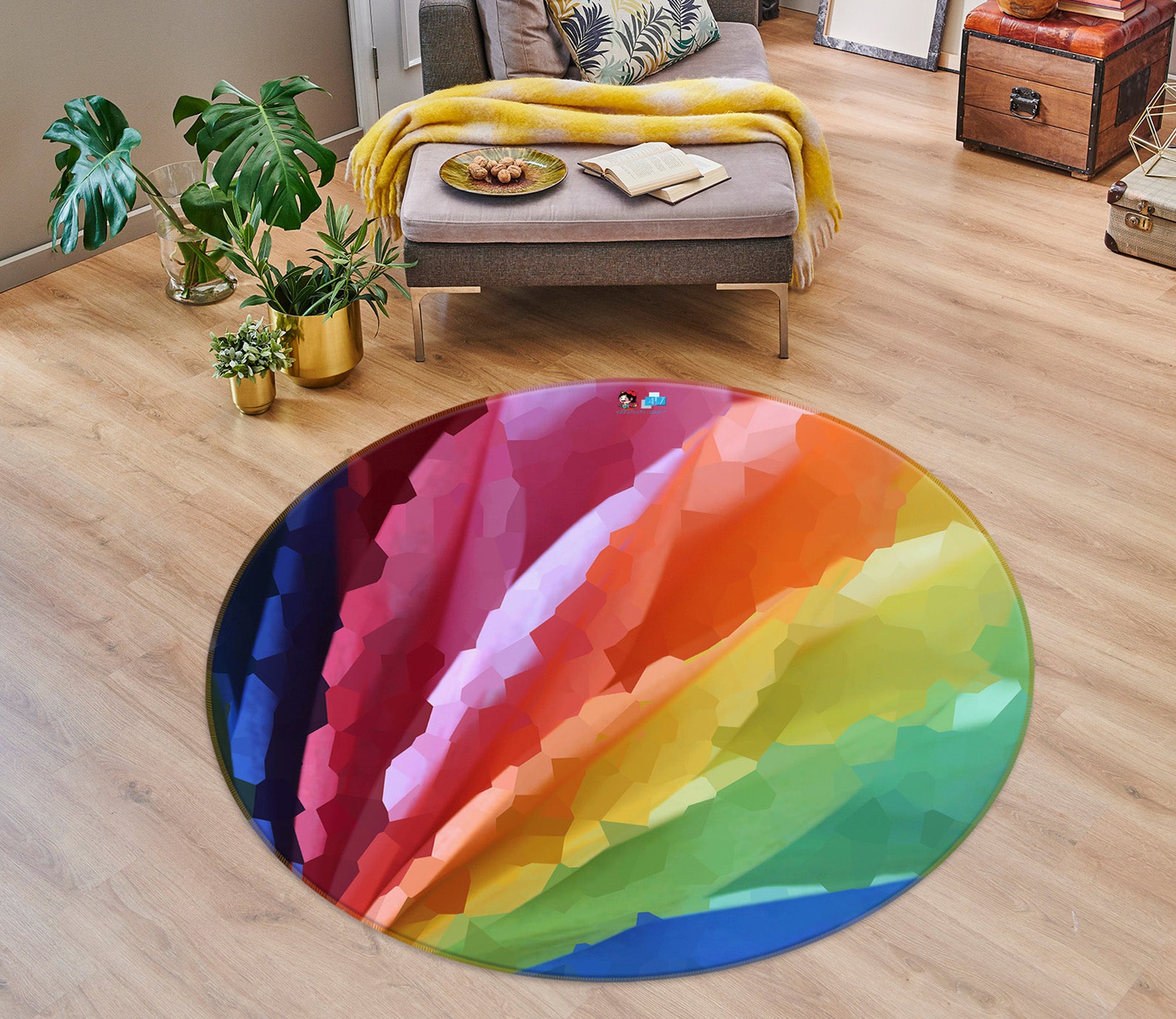3D Color Feather 191110 Shandra Smith Rug Round Non Slip Rug Mat