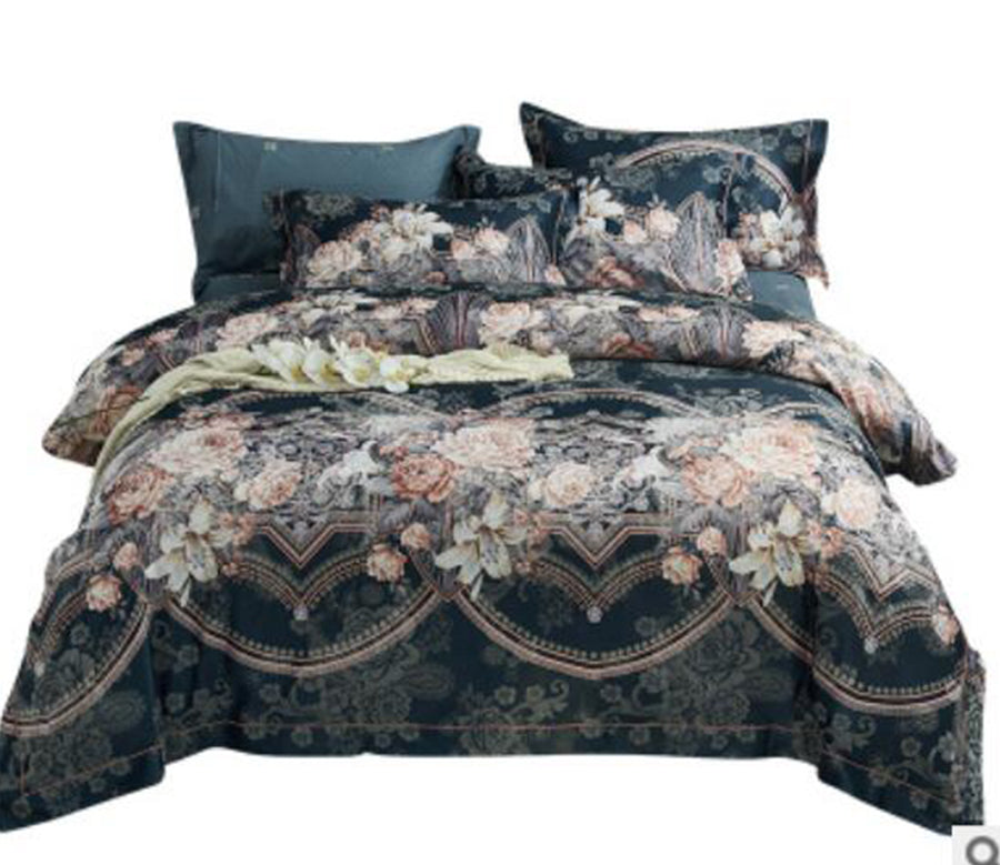 3D Black Background Flower Bush 14112 Bed Pillowcases Quilt