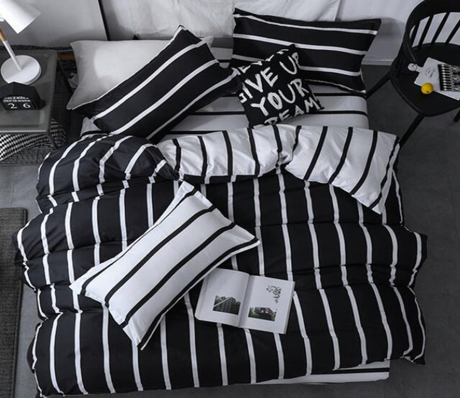 3D Black And White Vertical Stripes 12065 Bed Pillowcases Quilt