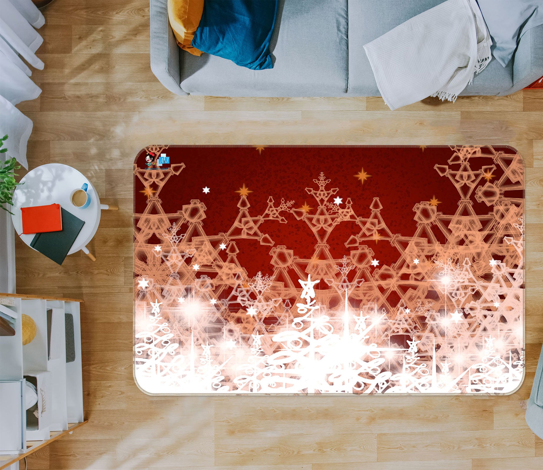 3D Snowflake 55003 Christmas Non Slip Rug Mat Xmas