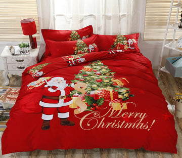 3D Santa Christmas Tree 46077 Christmas Quilt Duvet Cover Xmas Bed Pillowcases