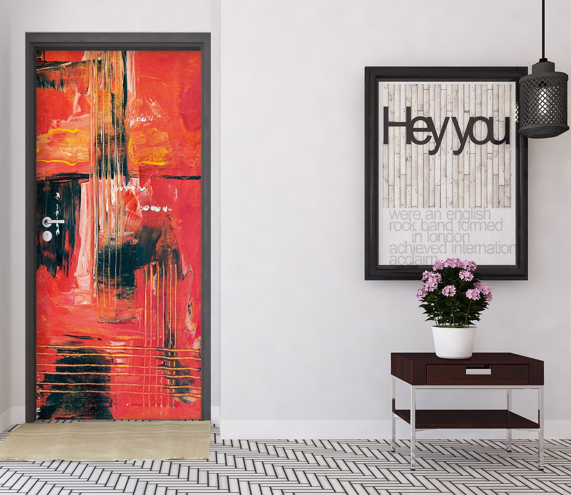 3D Red Pattern 21211 Door Mural