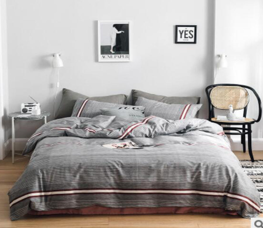 3D Dark Gray Stripes 40142 Bed Pillowcases Quilt