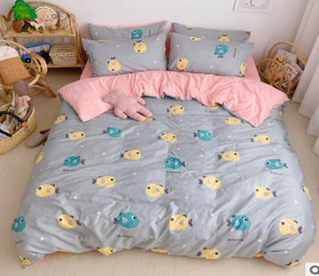 3D Yellow Green Fish 18057 Bed Pillowcases Quilt