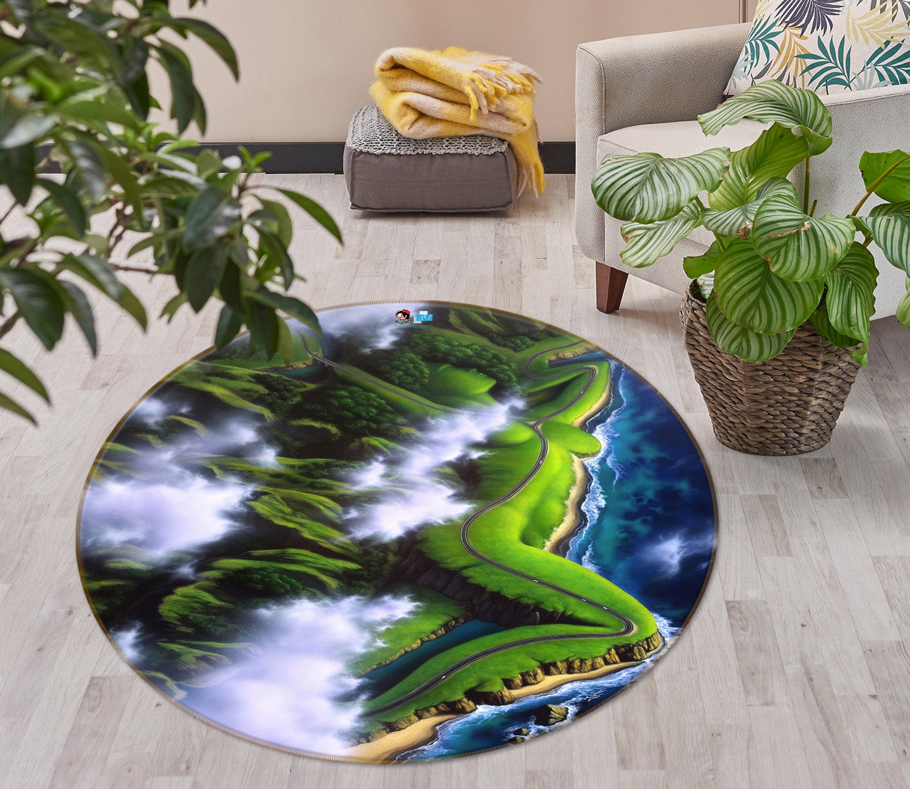 3D Oasis 85153 Jerry LoFaro Rug Round Non Slip Rug Mat