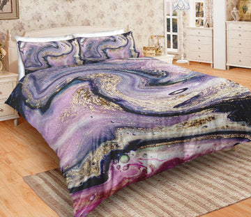 3D Black Purple Marble 6102 Bed Pillowcases Quilt