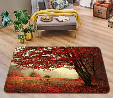 3D Red Tree 34199 Non Slip Rug Mat
