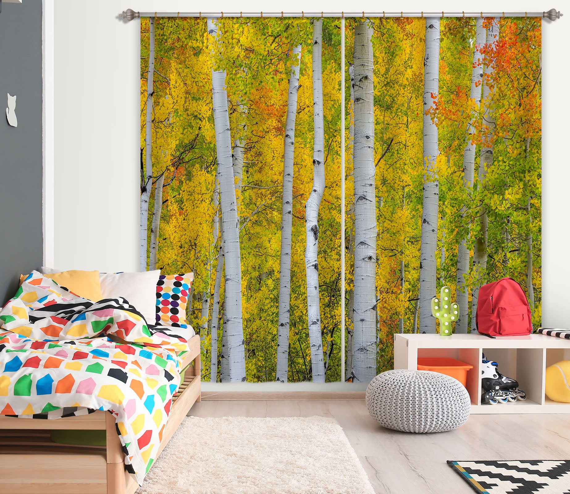 3D Autumn Forest 169 Marco Carmassi Curtain Curtains Drapes
