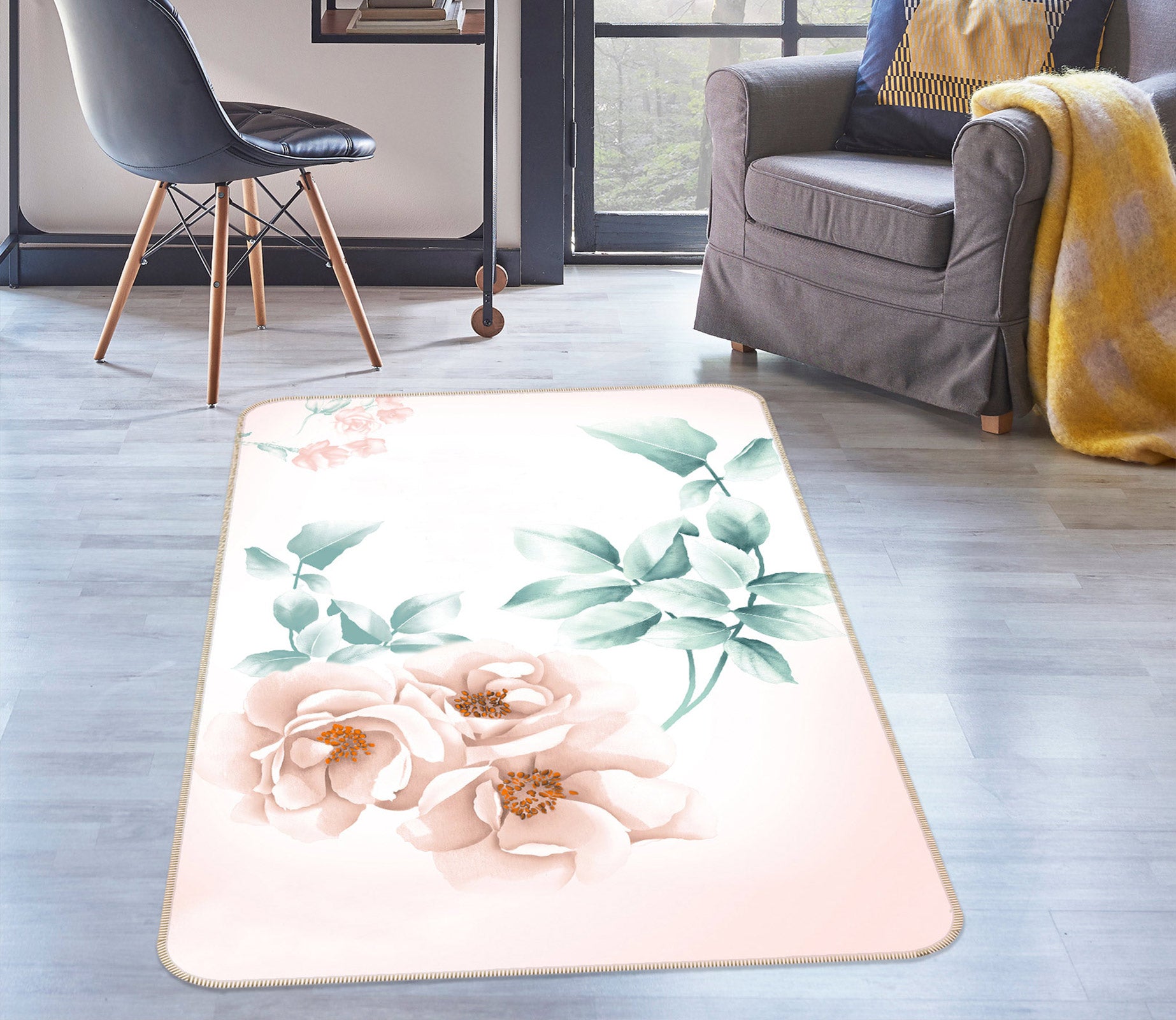 3D Flower 76075 Non Slip Rug Mat