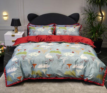 3D Red Light Blue Small Pattern 7077 Bed Pillowcases Quilt