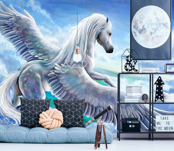 3D White Pegasus 317 Wall Murals