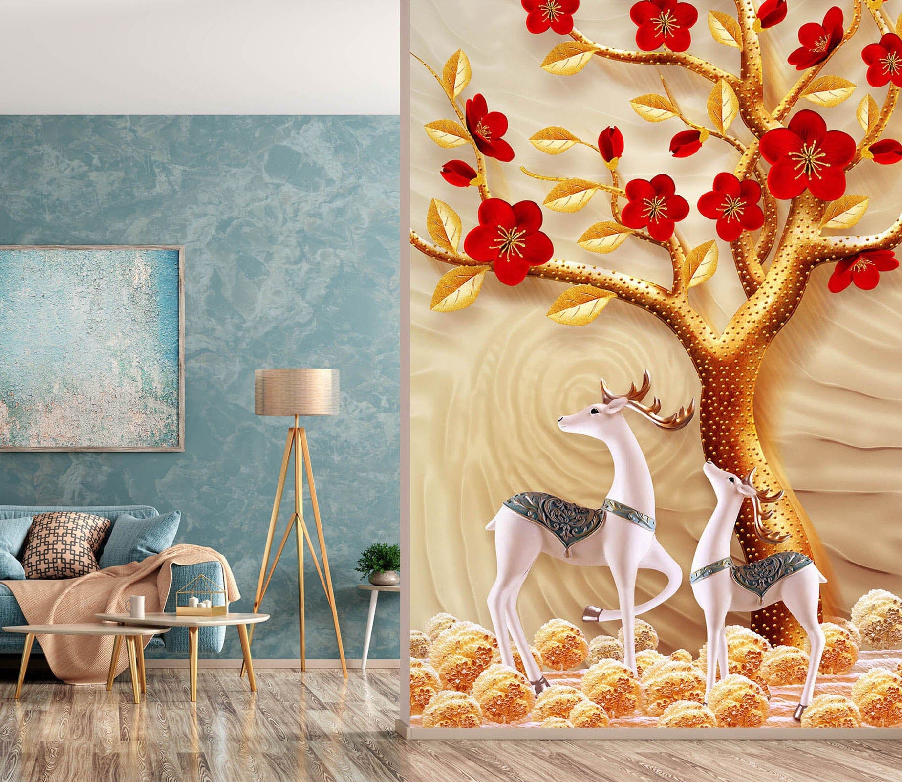 3D Golden Twig 068 Wall Murals Wallpaper AJ Wallpaper 2 