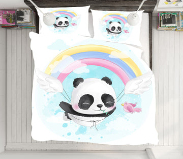 3D Rainbow Panda 59057 Bed Pillowcases Quilt