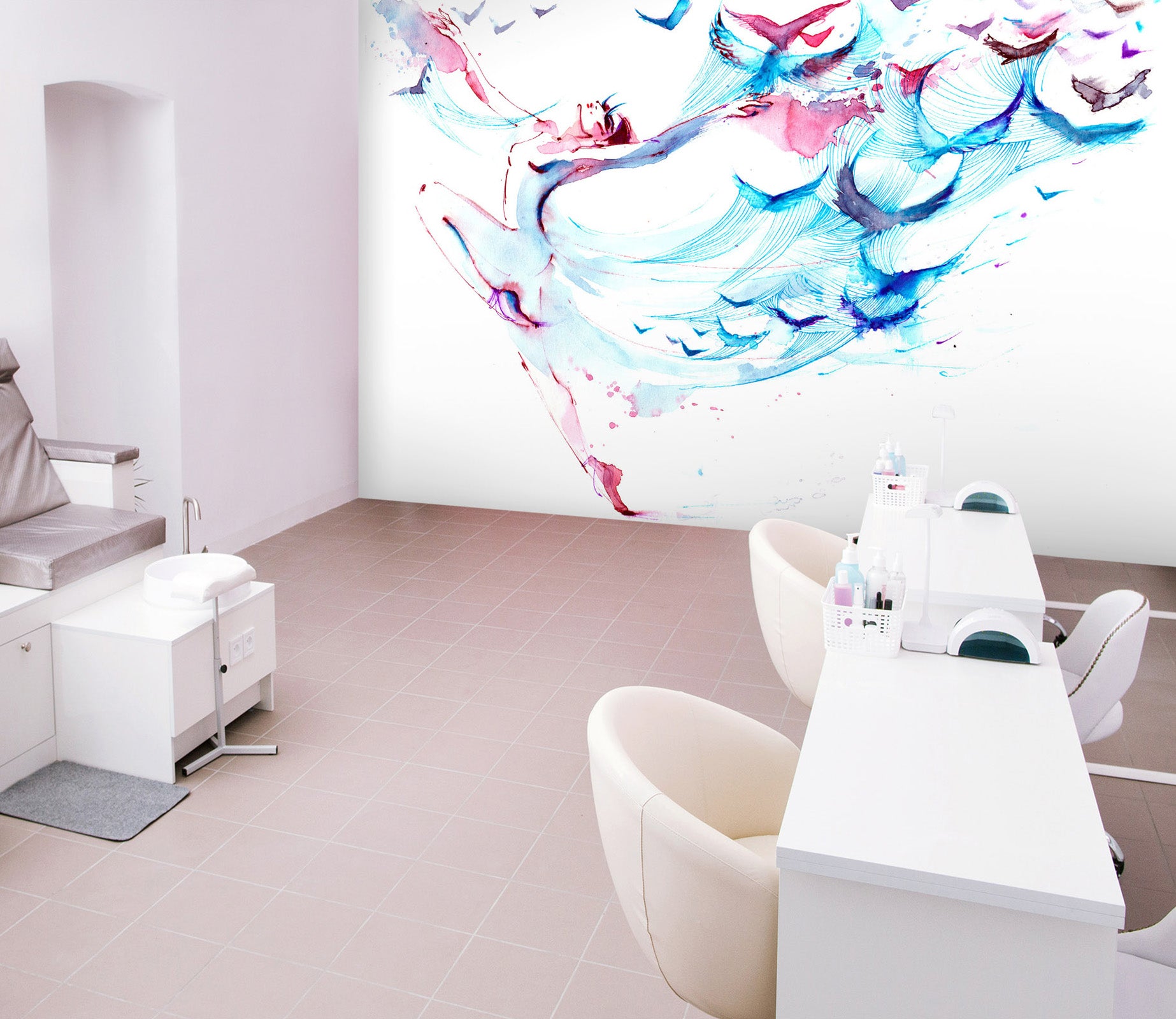 3D Watercolor Bird 061 Wall Murals