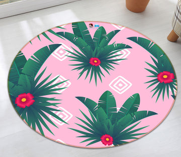 3D Leaf Pattern 71289 Round Non Slip Rug Mat