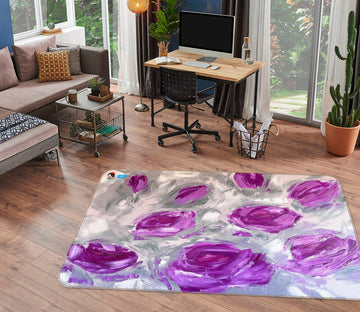 3D Purple Rose 3843 Skromova Marina Rug Non Slip Rug Mat
