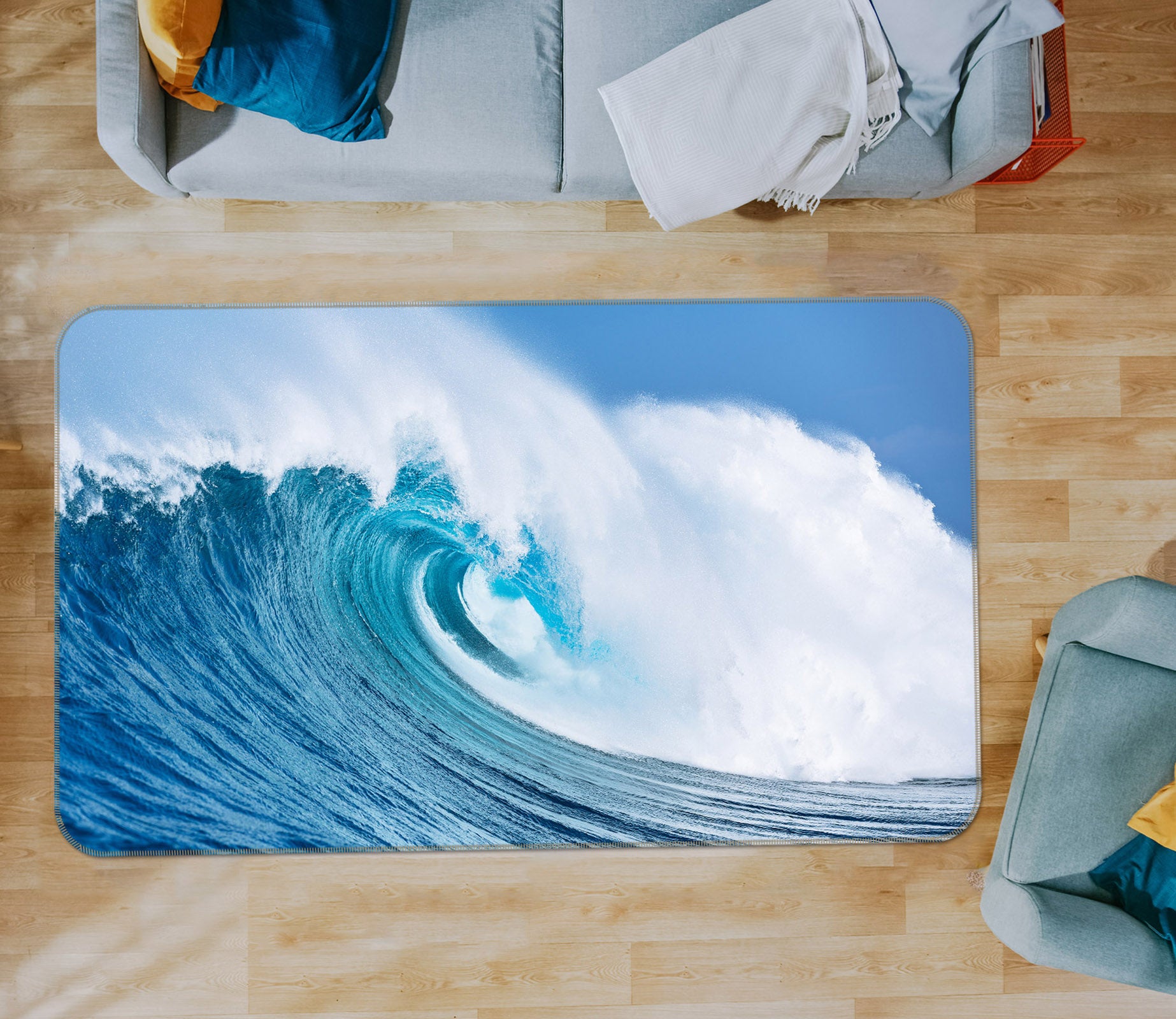 3D Waves Seawater 36026 Non Slip Rug Mat
