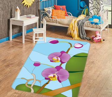 3D Purple Flowers 33043 Non Slip Rug Mat