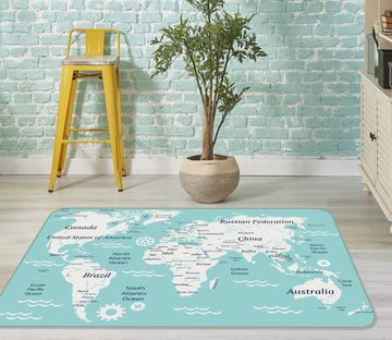 3D White Soil 233 World Map Non Slip Rug Mat Mat AJ Creativity Home 
