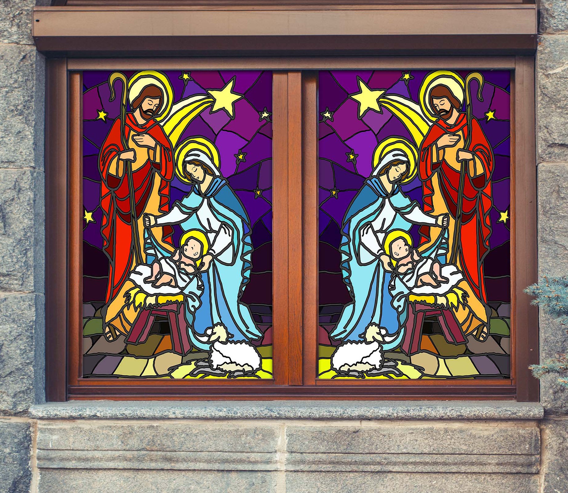 3D Religious Stars 113 Window Film Print Sticker Cling Stained Glass UV Block