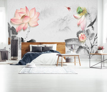 3D Pink Lotus 1469 Wall Murals Wallpaper AJ Wallpaper 2 