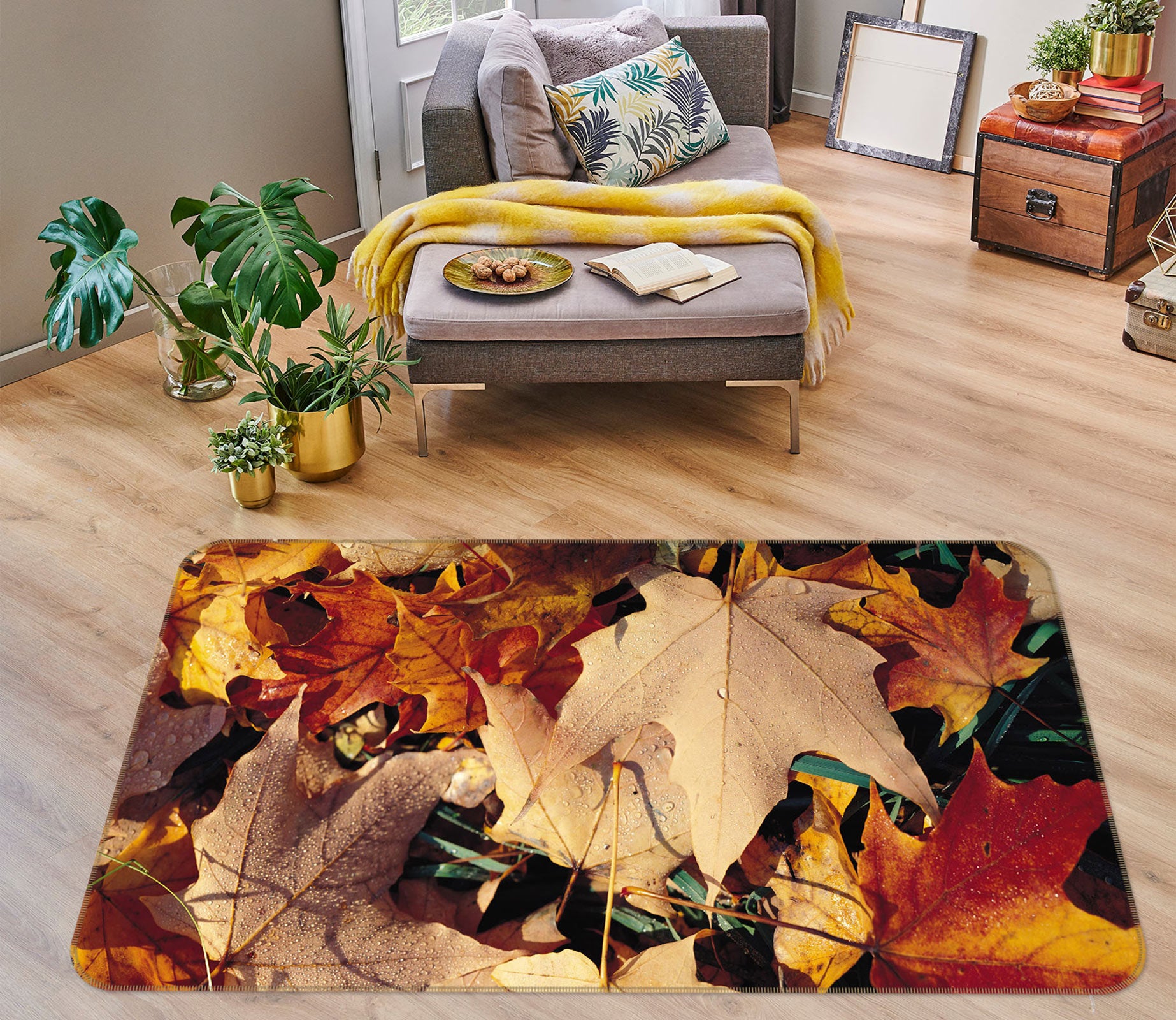 3D Dead Leaves 75256 Non Slip Rug Mat