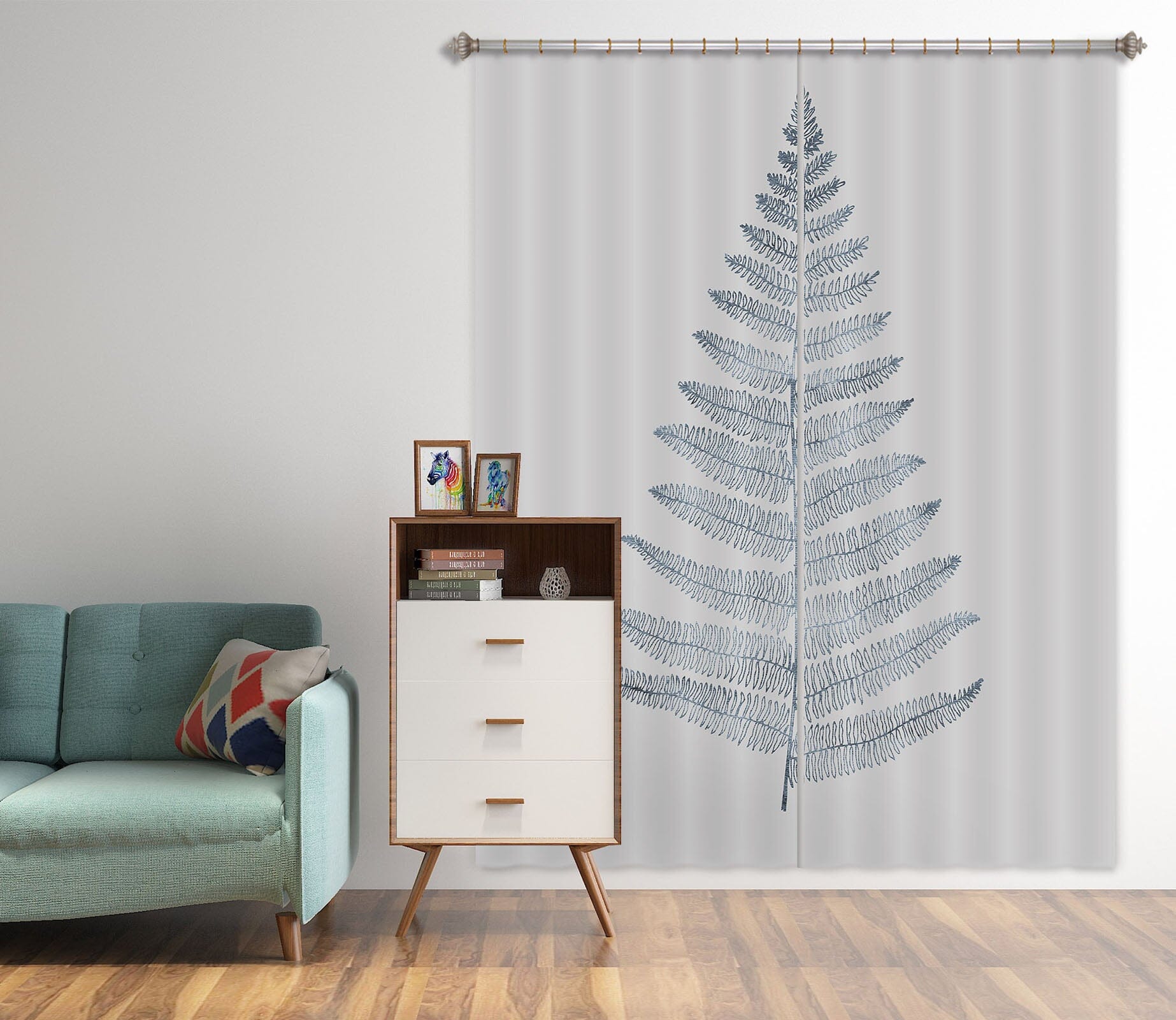 3D White Leaves 1018 Boris Draschoff Curtain Curtains Drapes Curtains AJ Creativity Home 