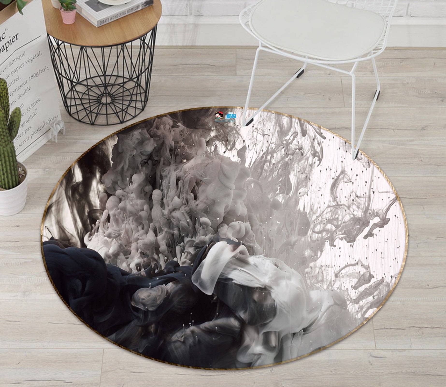 3D Gray Smoke 8234 Round Non Slip Rug Mat Mat AJ Creativity Home 