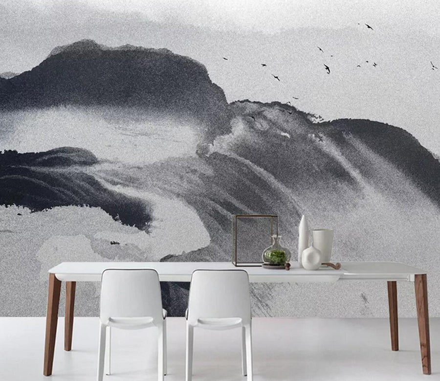 3D Black Mountain WC1147 Wall Murals