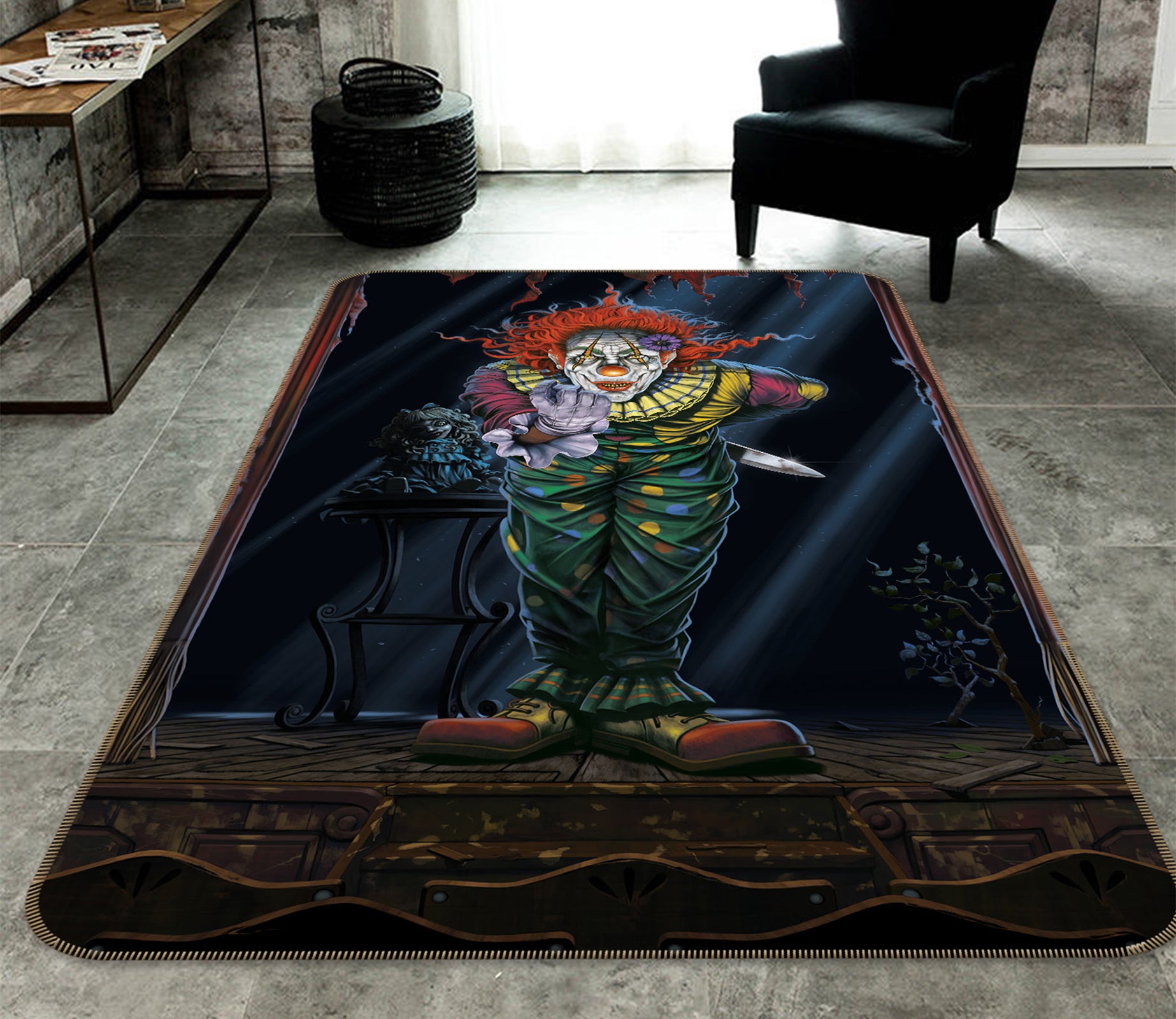 3D Surprise Clown 84260 Vincent Hie Rug Non Slip Rug Mat