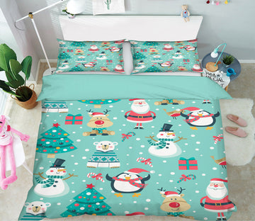 3D Penguin Snowman Deer 51020 Christmas Quilt Duvet Cover Xmas Bed Pillowcases