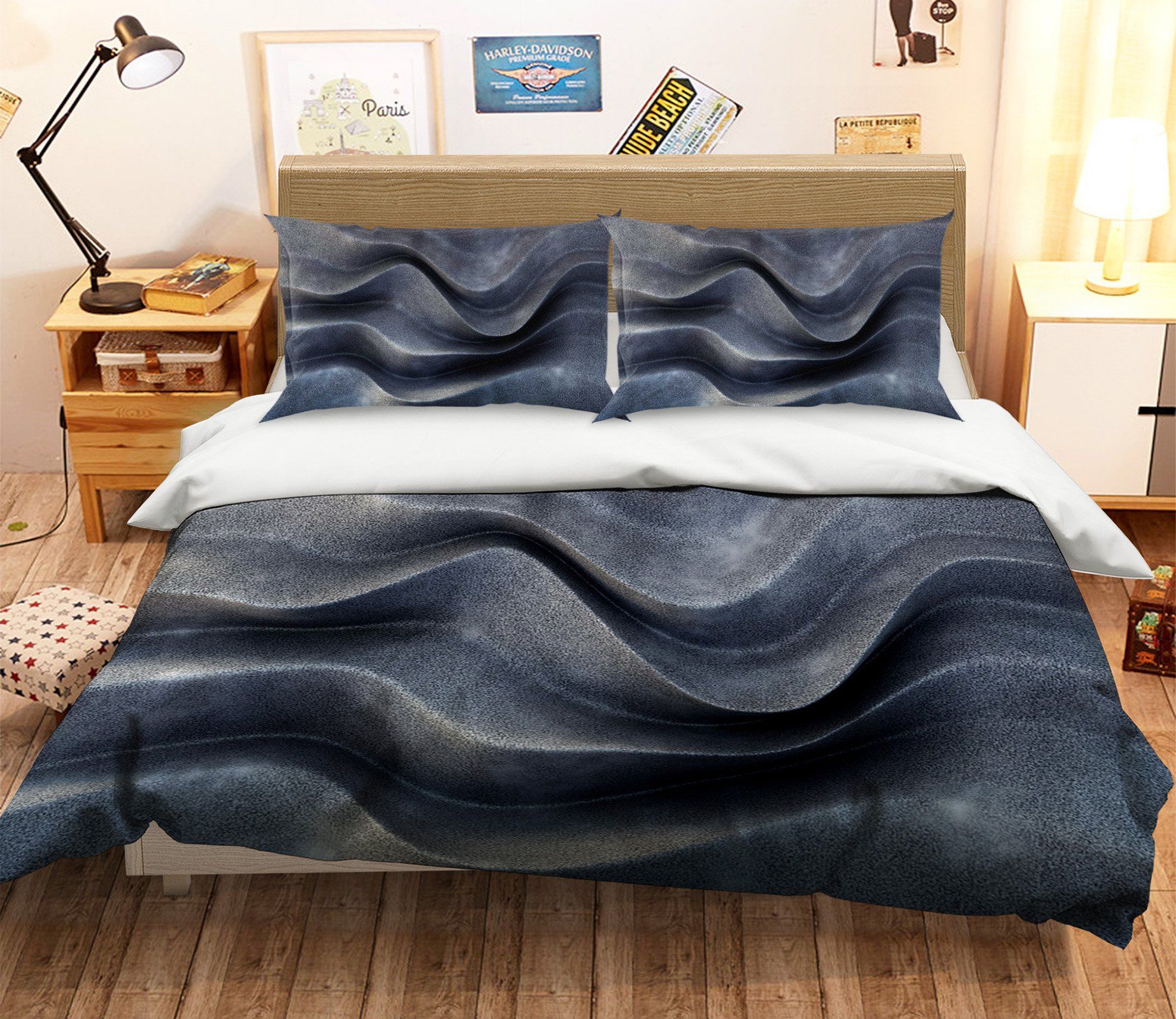 3D Black Bottom Wave 047 Bed Pillowcases Quilt Wallpaper AJ Wallpaper 