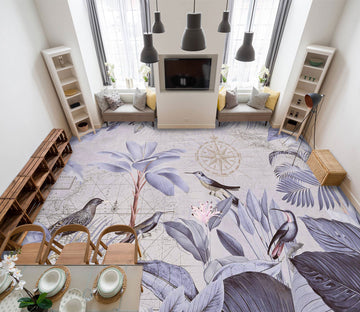 3D Purple Bird Grove 10050 Andrea Haase Floor Mural